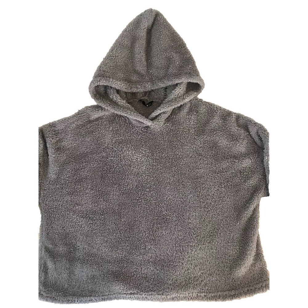 SHEIN Fleece Women Medium Gray Hooded Pullover Long Sleeve